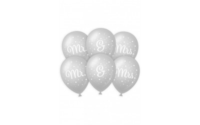 Ballon Bruiloft Mr&Mrs zilver